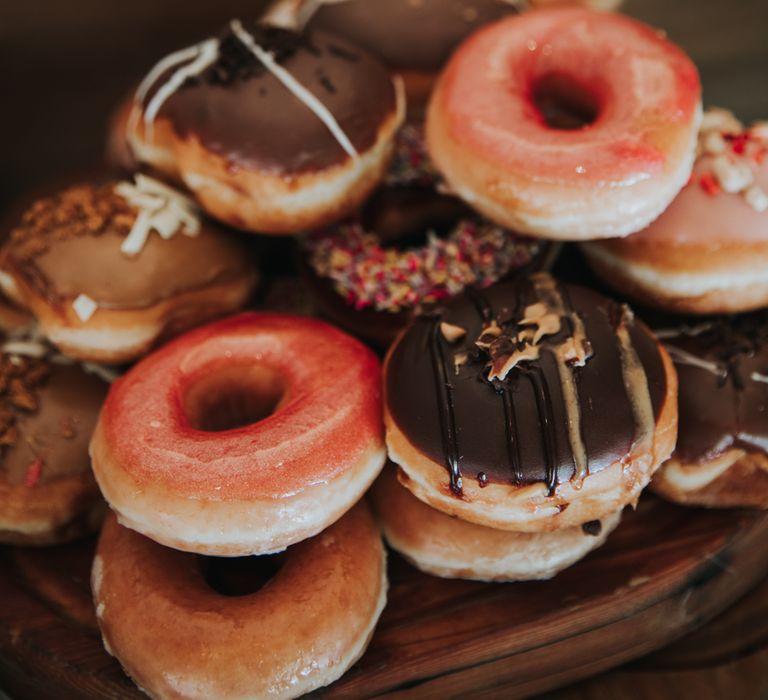 Pink and chocolate doughnuts