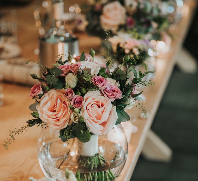 Pink wedding flowers decor