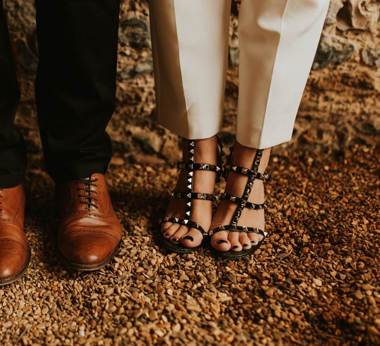 Bride and groom shoes at micro wedding 