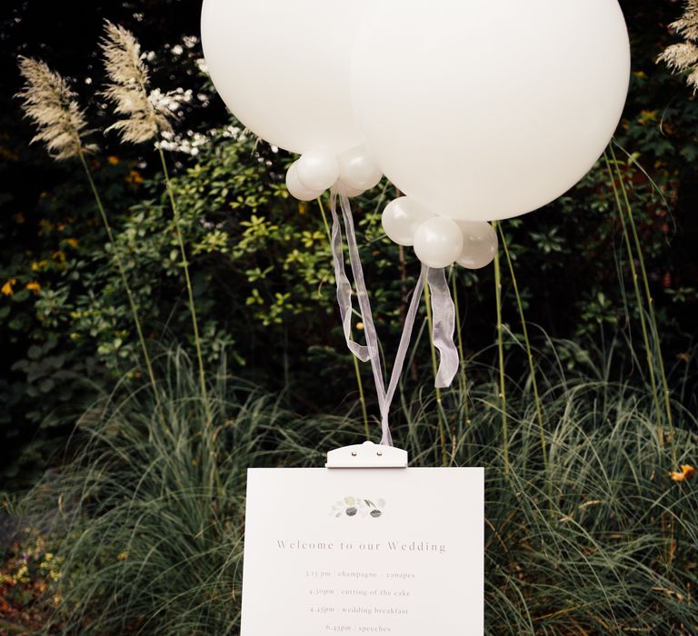 Order Of The Day stationery with white balloons