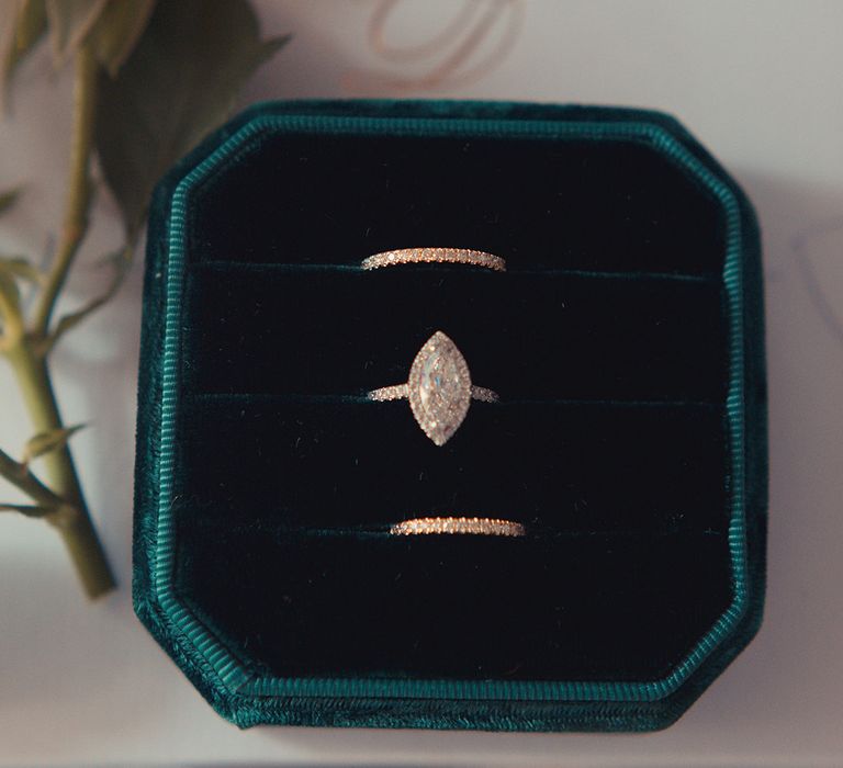 Diamond rings in velvet box