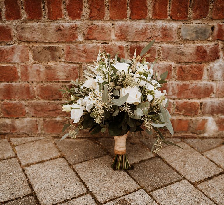 Simple white wedding flower bouquet 