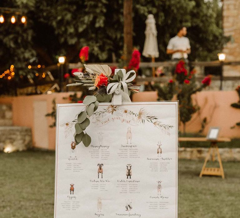 goat wedding table plan design