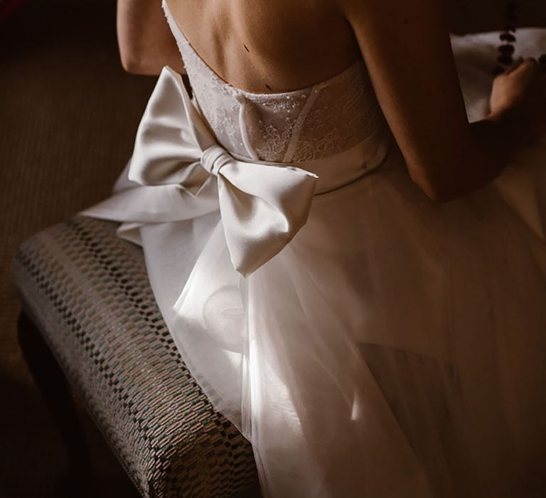 Emma Beaumont wedding dress with bow detail on the back in satin 