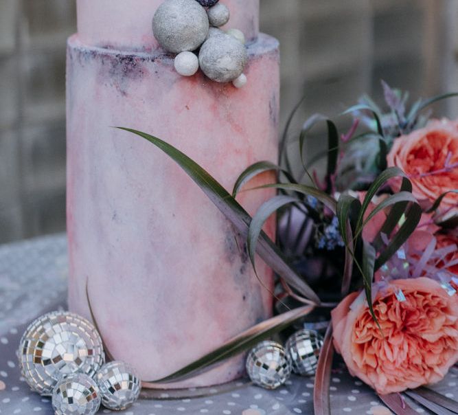 pastel marble effect wedding cake design at holographic pastel wedding inspiration 