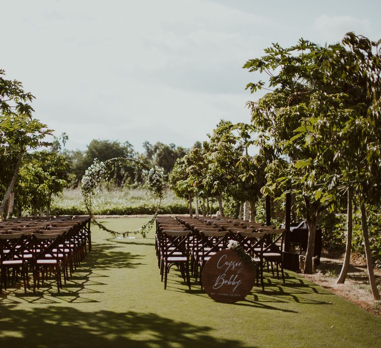 Outdoor wedding at Flora Farms, Cabo