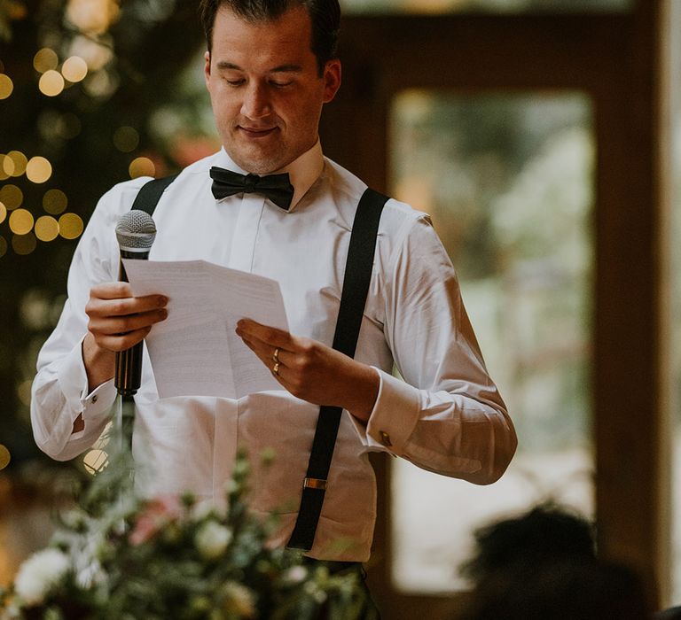 Best mans speech in braces and bow tie 