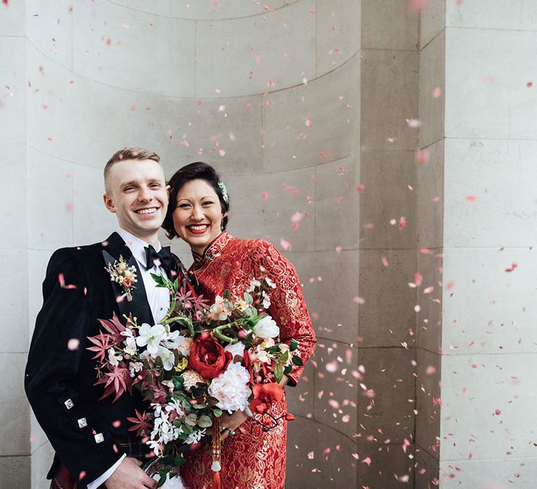 Wedding confetti for bride and groom