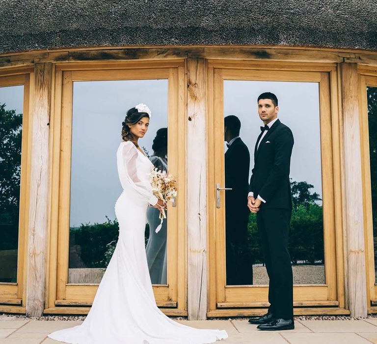 boho black tie wedding at Brickhouse Vineyard wedding venue in Devon