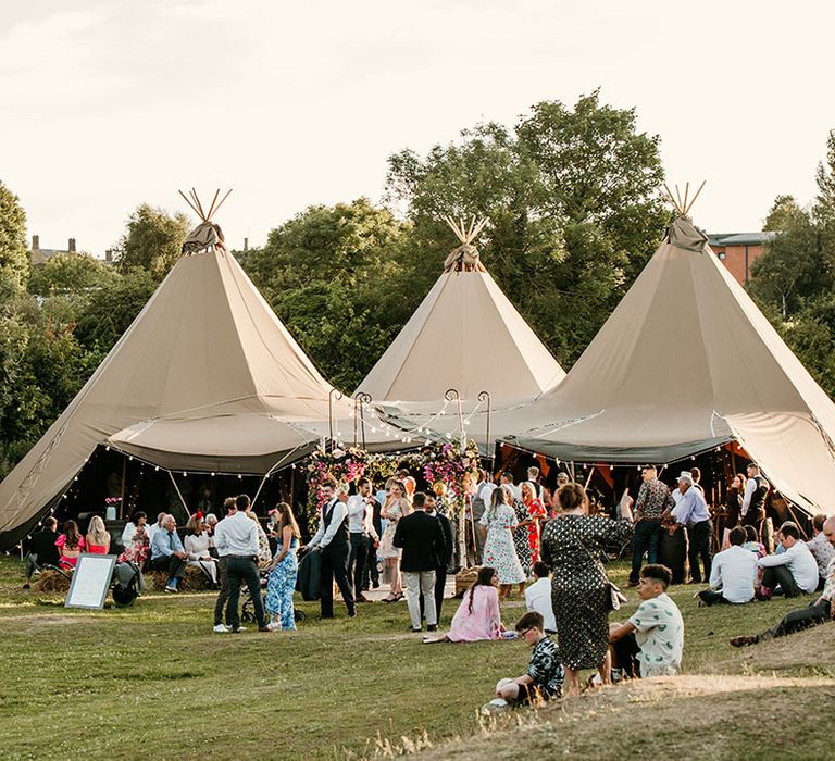 Tipi wedding venue at the couple's farm 