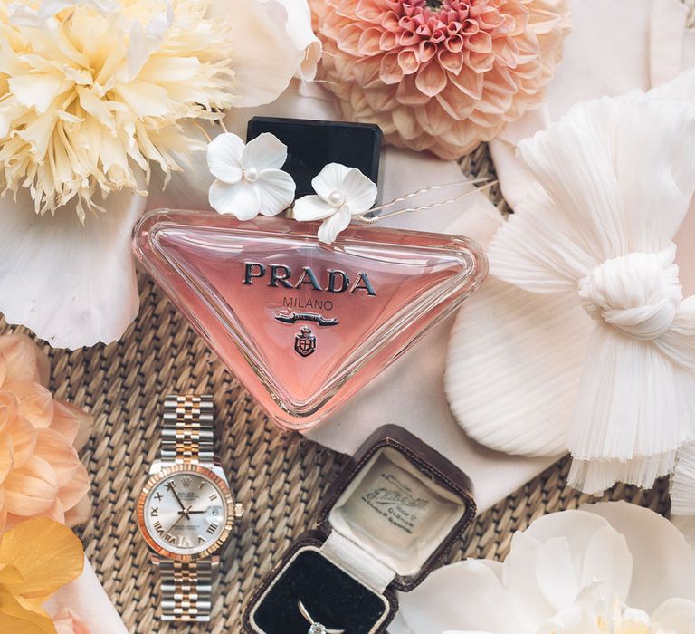 Bridal accessories with Prada perfume