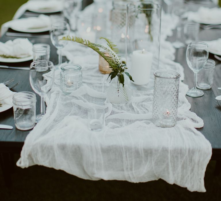 White linen was a centrepiece of the rustic tablescapes