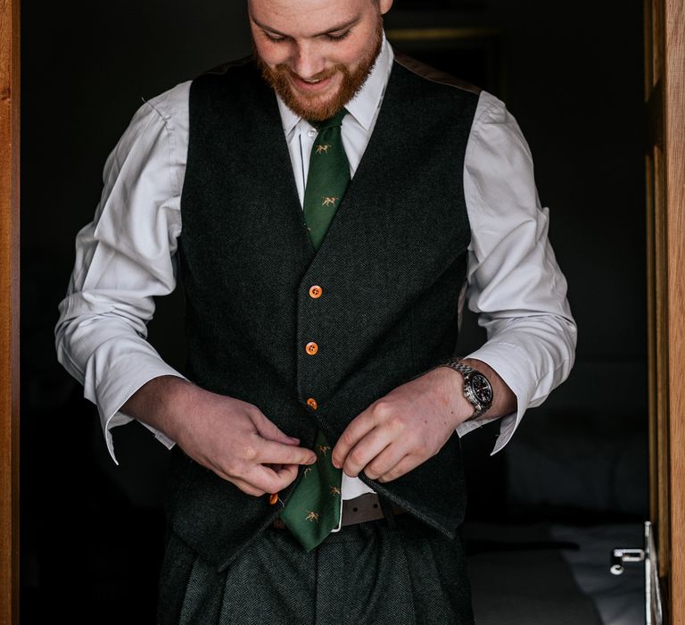 Groom getting ready on his wedding day