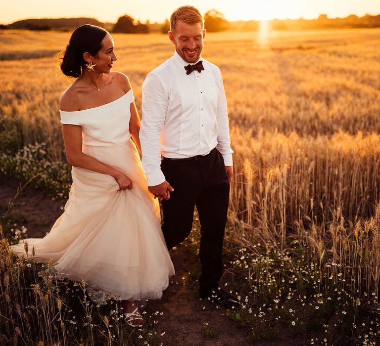 Bride and groom share a moment 