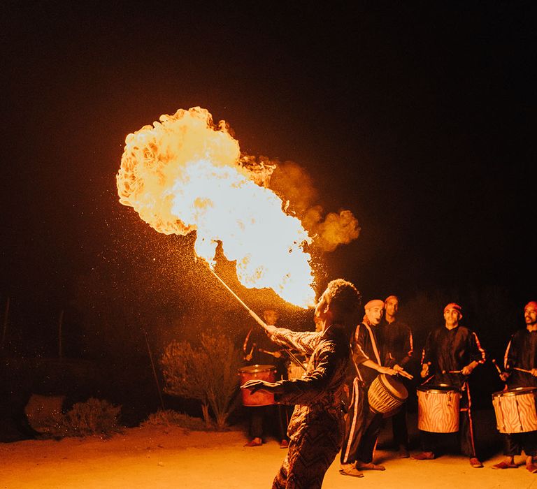 Fire breather wedding entertainment at destination wedding 