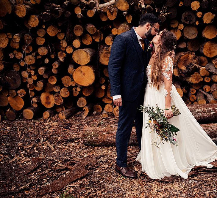 Bride and groom at French wedding