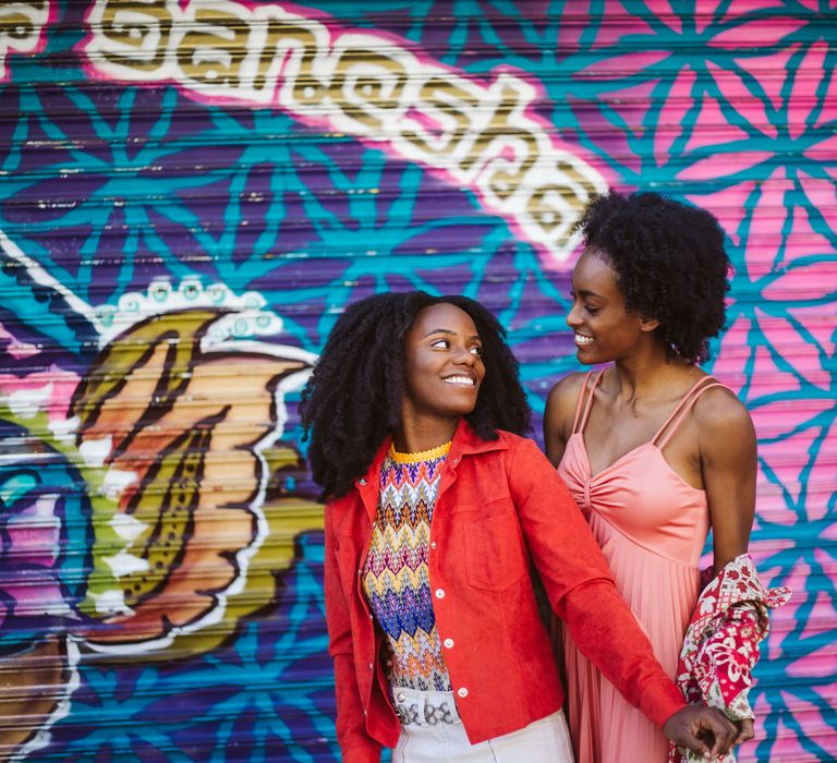 Hippy brides to be at vibrant San Francisco engagement session 