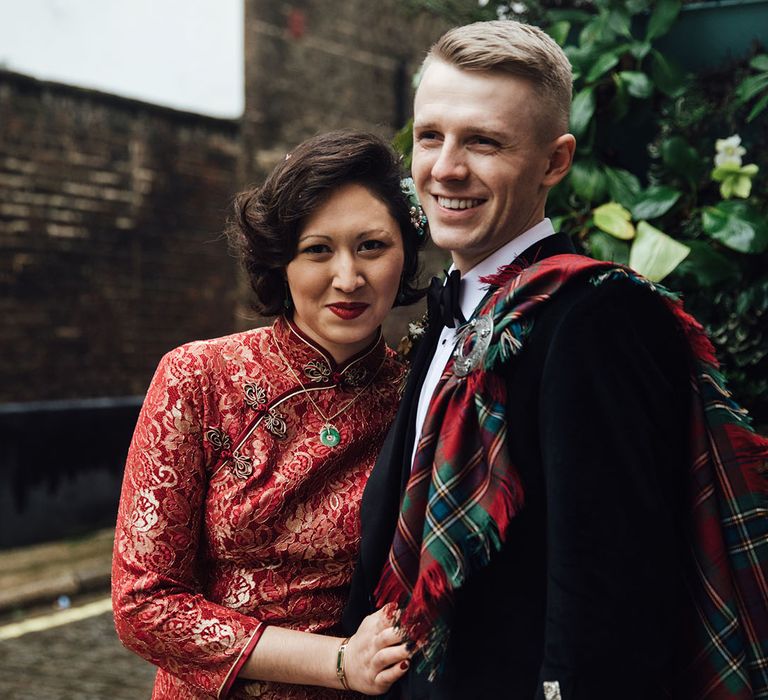 Bride and groom at intimate wedding