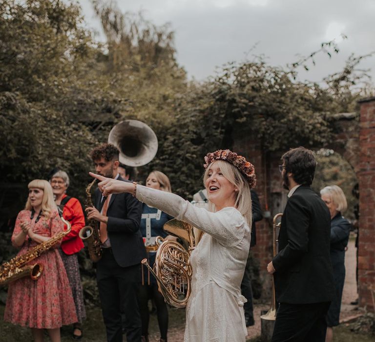 Bride enjoys music at wedding