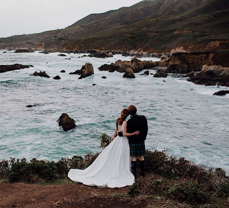 Big Sur intimate elopement cliffside wedding photographs 