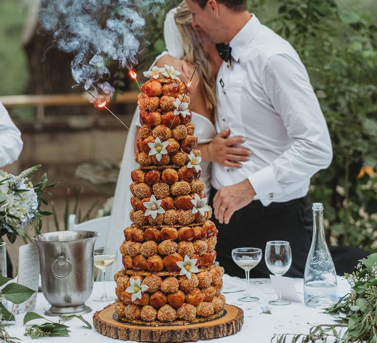 Croquembouche alternative to wedding cake at destination wedding 