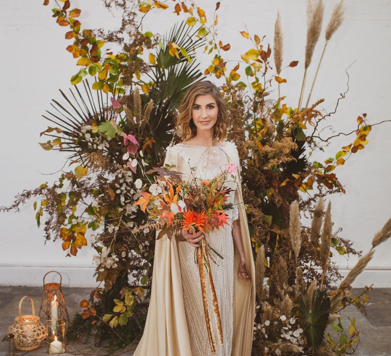 Bride with sustainable wedding bouquet