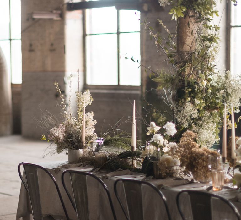 Metal chairs for industrial wedding 