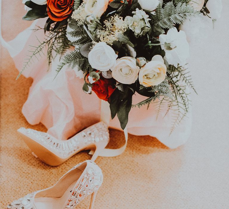 Bridal shoes on the morning of wedding