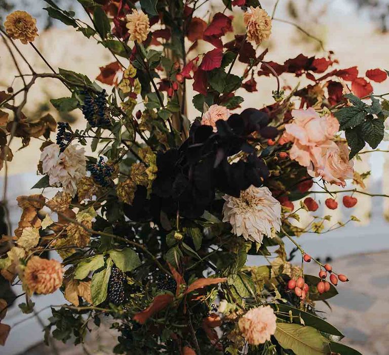 Autumn colour wedding flowers arrangements 