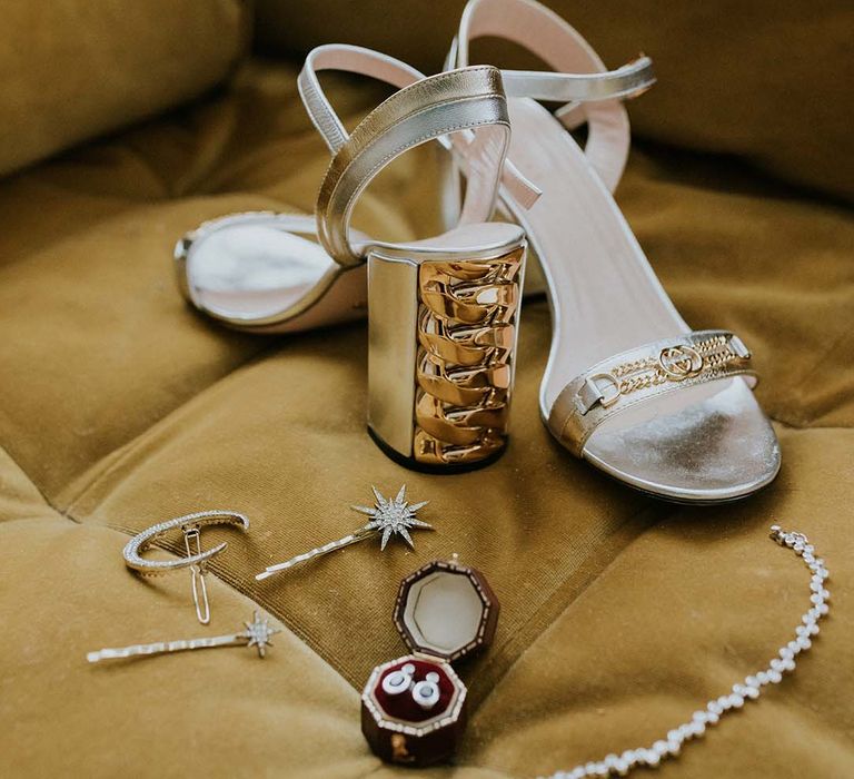 Gucci bridal shoes complete with chain embellishment 