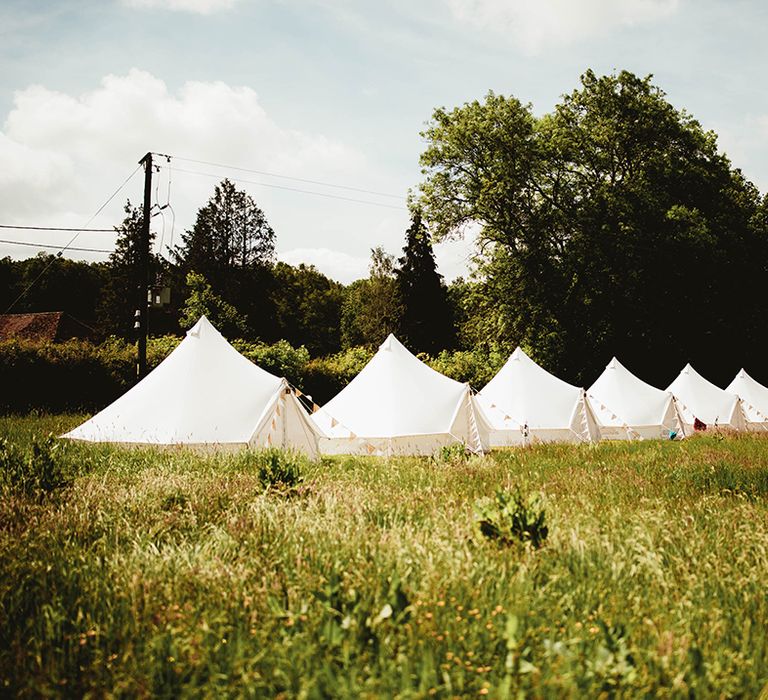 Stretch tents for wedding guests for home summer wedding with relaxed feel