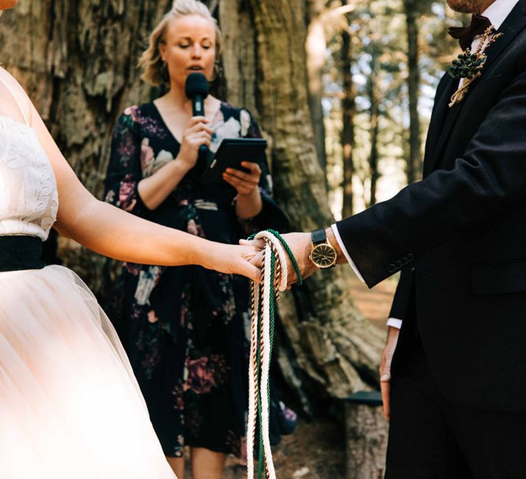 green and white rope for handfasting ceremony 