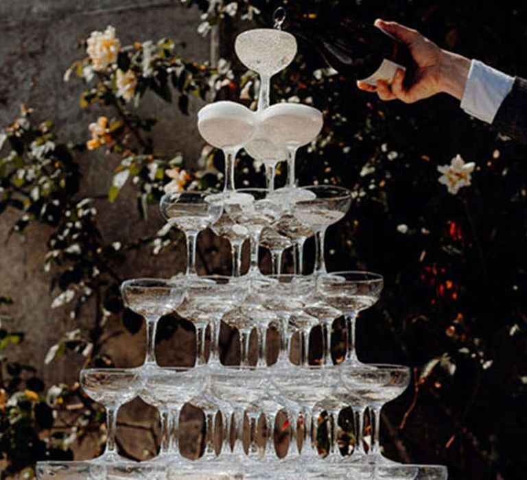 Low alcohol wedding champagne tower inspiration 