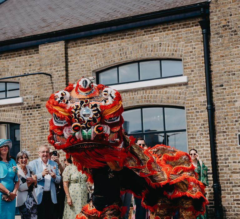 Colourful Lion Troupe Dance for traditional Chinese wedding 