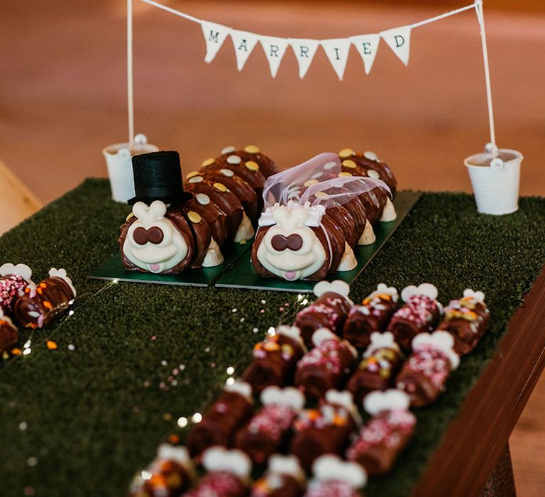 Colin the caterpillar wedding cakes for fun tipi wedding 