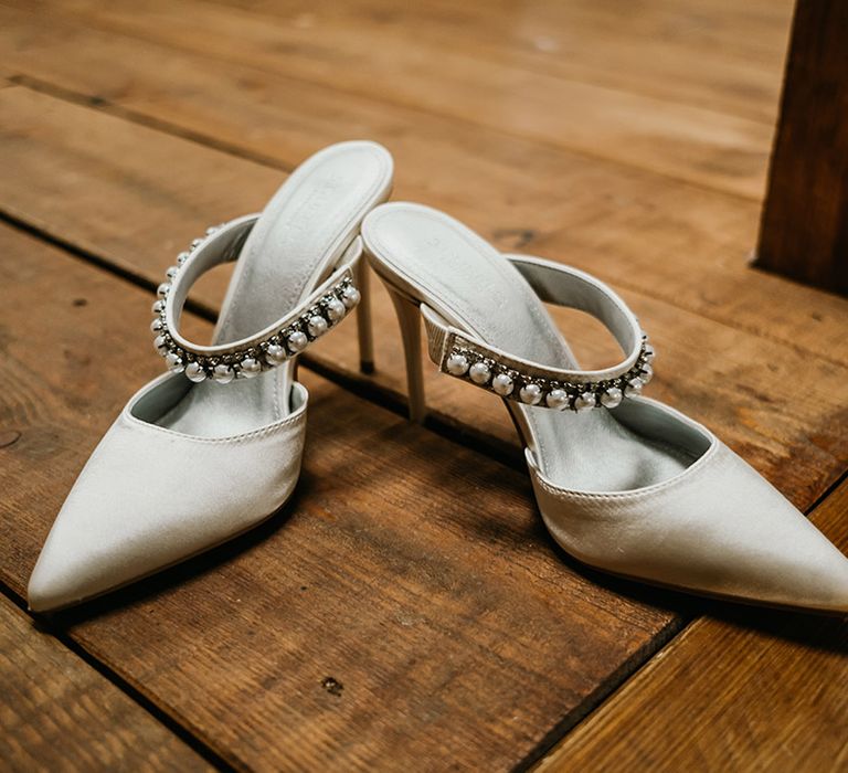 Sparkly white mule wedding shoes for bride from ASOS 