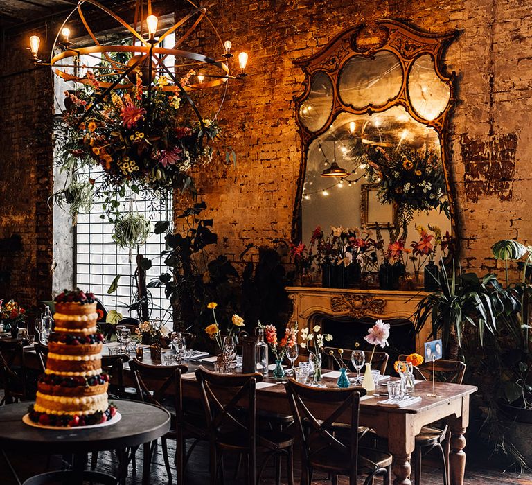 Naked wedding cake at city wedding in London