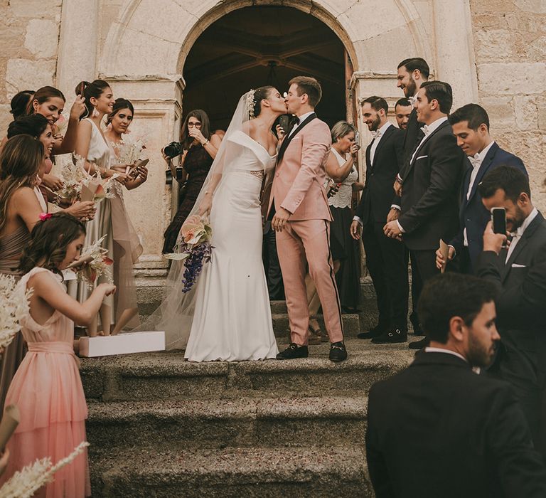 Bride and groom church exit 