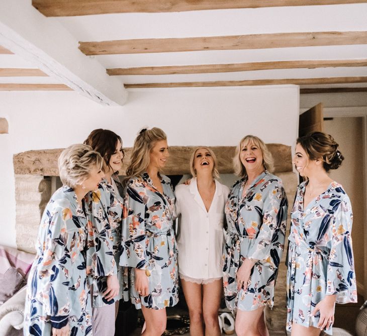 Bridal party on the morning of the wedding at stone barn wedding