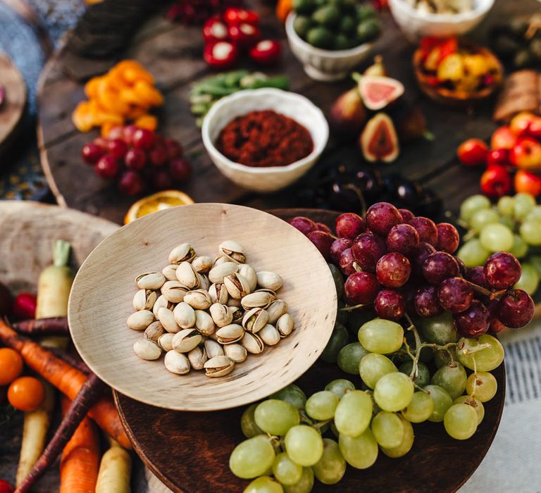 Grazing table at boho wedding decor inspiration shoot 