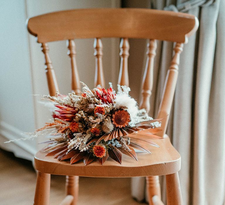 Orange dried flower bouquet