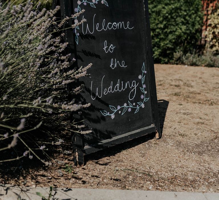 Chalkboard wedding welcome sign 