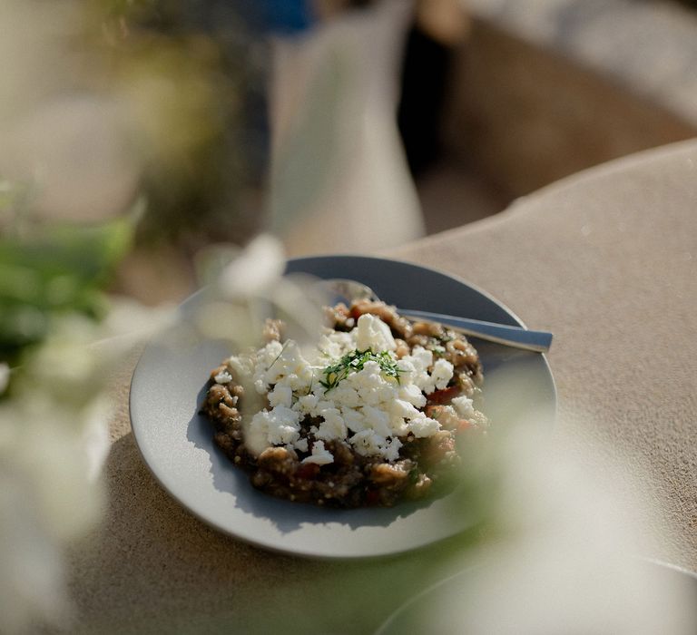 Greek food at private villa wedding reception