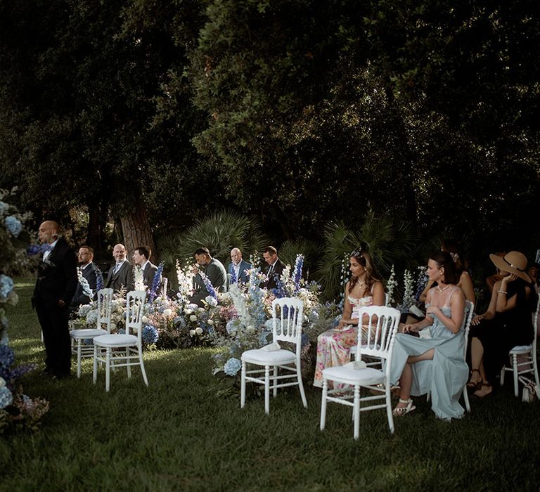 Outdoor wedding ceremony at Tuscany wedding 