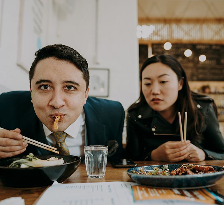 Lunch with family after intimate wedding reception