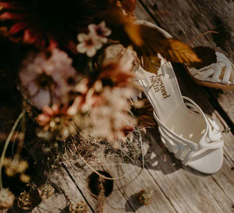 Beyond Skin provided vintage bridal shoes for this sustainable wedding inspiration shoot