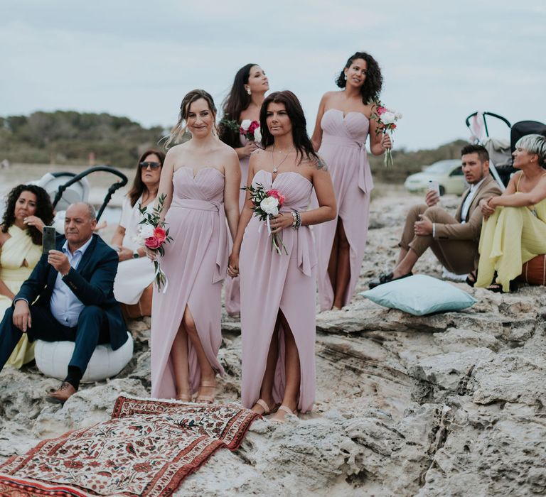 Bridesmaid walk down the aisle