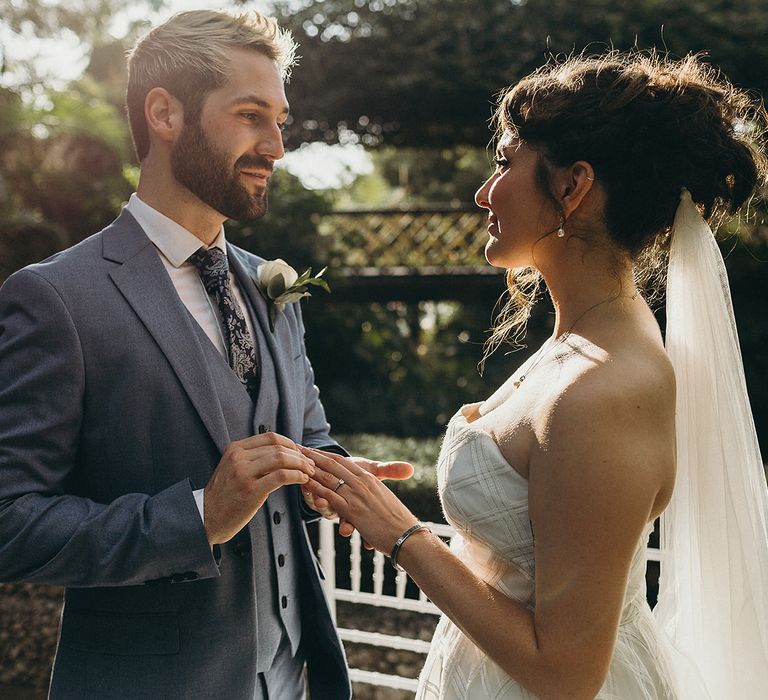 Intimate Gibraltar Botanic Gardens elopement wedding during sunset 