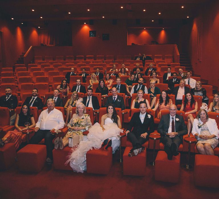 Wedding party in cinema room at Olympic studios Barnes London 