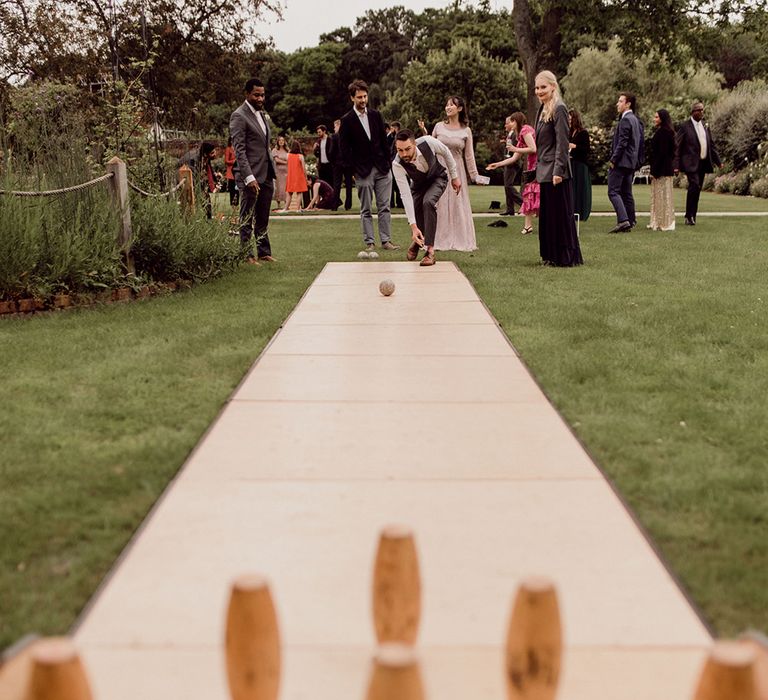 Wooden bowling alley for garden games | Joshua Gooding Photography